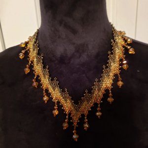 Hand Crafted Zig-Zag Beaded Necklace/Choker